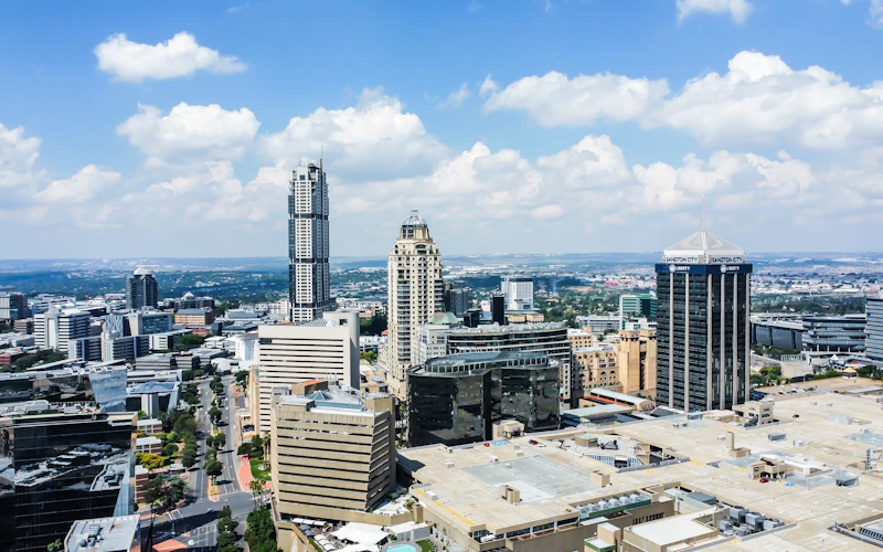 Office towers in Sandton seen from above
