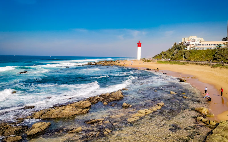The Umhlanga lighthouse on the beach north of Durban