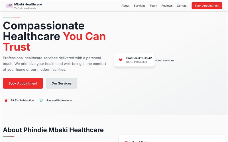 The Mbeki Healthcare website homepage