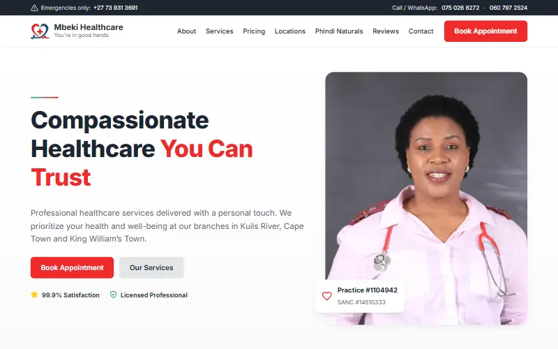 The Mbeki Healthcare website homepage