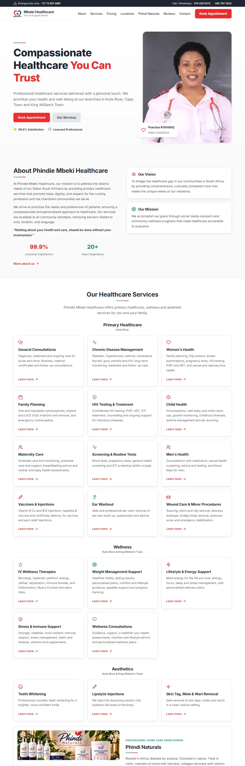The Mbeki Healthcare homepage as it appeared on 16 October 2026