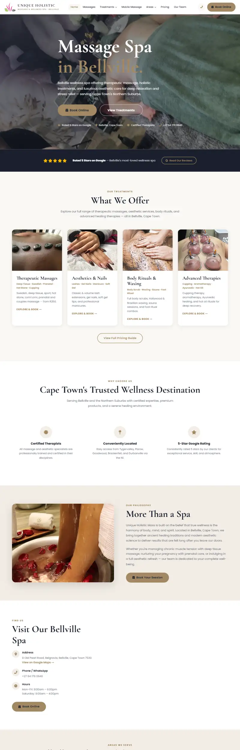 The Unique Holistic Massage & Wellness Spa homepage as it appeared on 16 October 2026